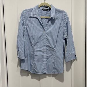 Eddie Bauer Blue and White Striped Button-Down Shirt